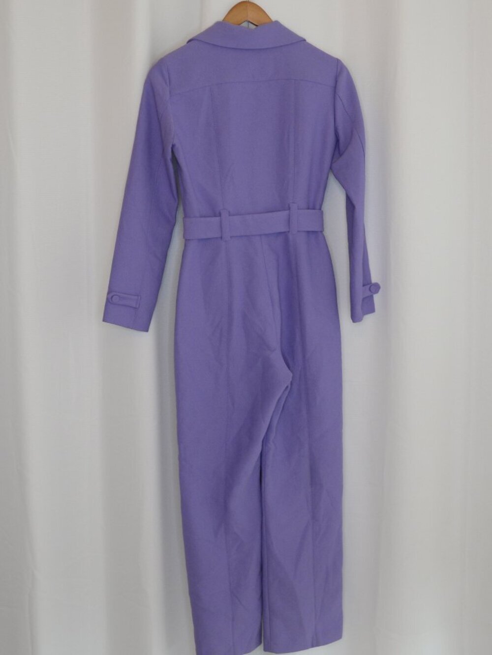 & Other Stories Belted Collared Lilac Purple Flared Jumpsuit Sz 2/XS - Picture 4 of 11